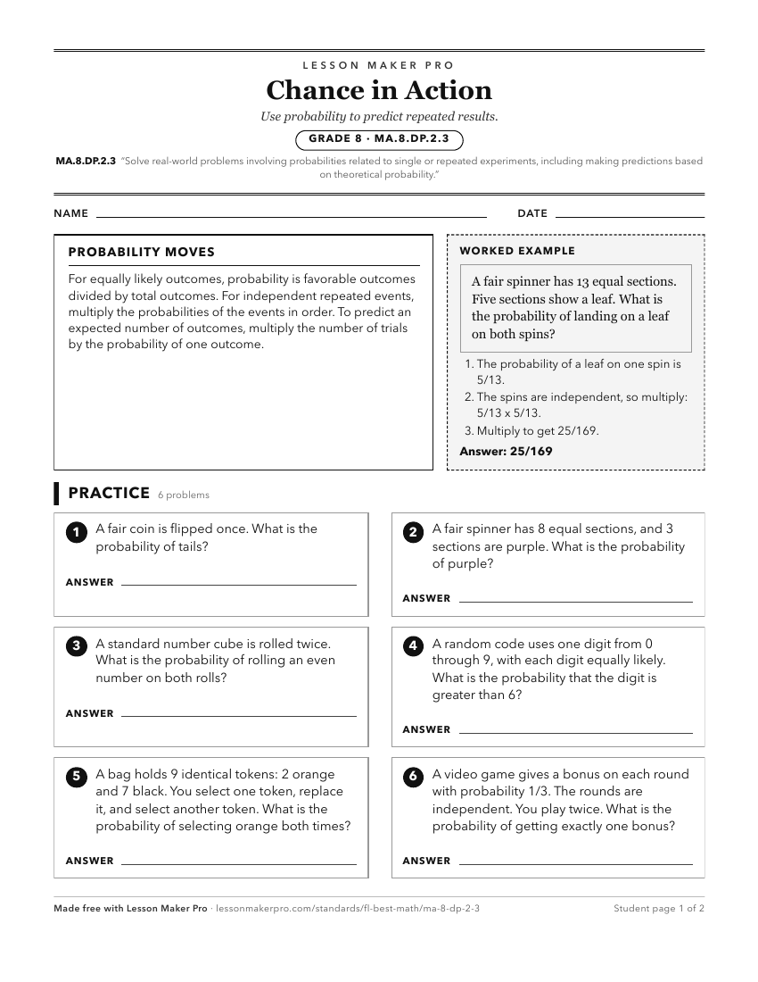 Preview of the MA.8.DP.2.3 printable worksheet