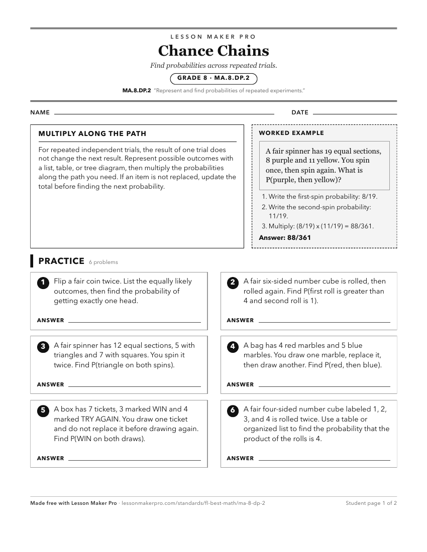 Preview of the MA.8.DP.2 printable worksheet