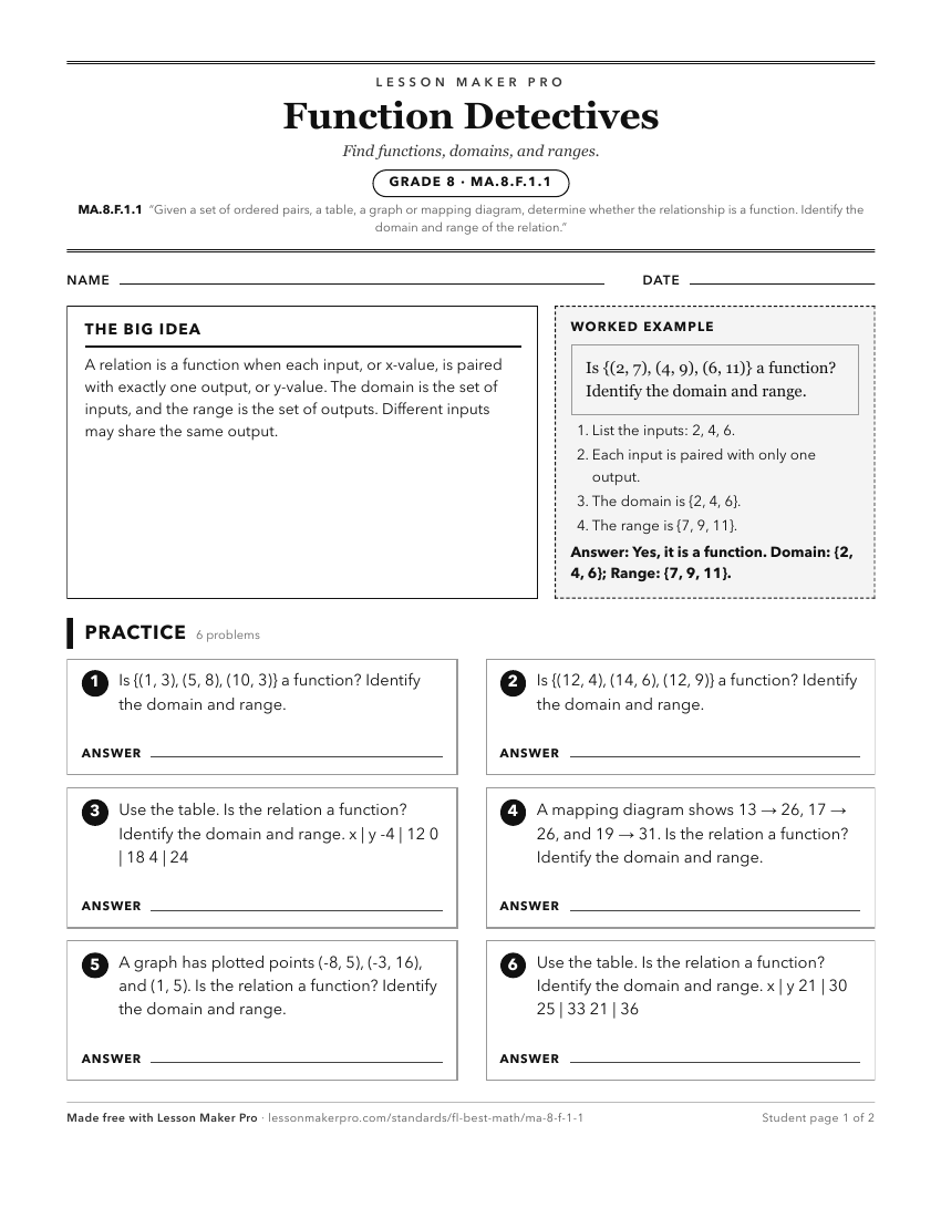 Preview of the MA.8.F.1.1 printable worksheet