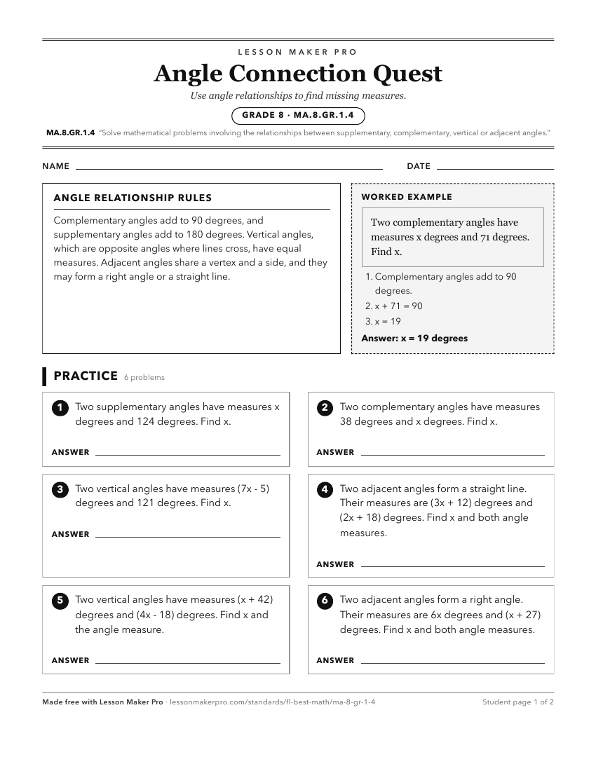 Preview of the MA.8.GR.1.4 printable worksheet