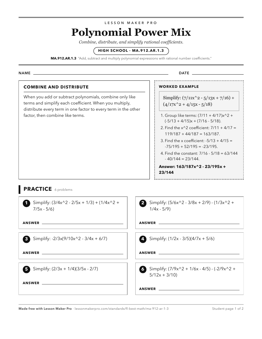 Preview of the MA.912.AR.1.3 printable worksheet