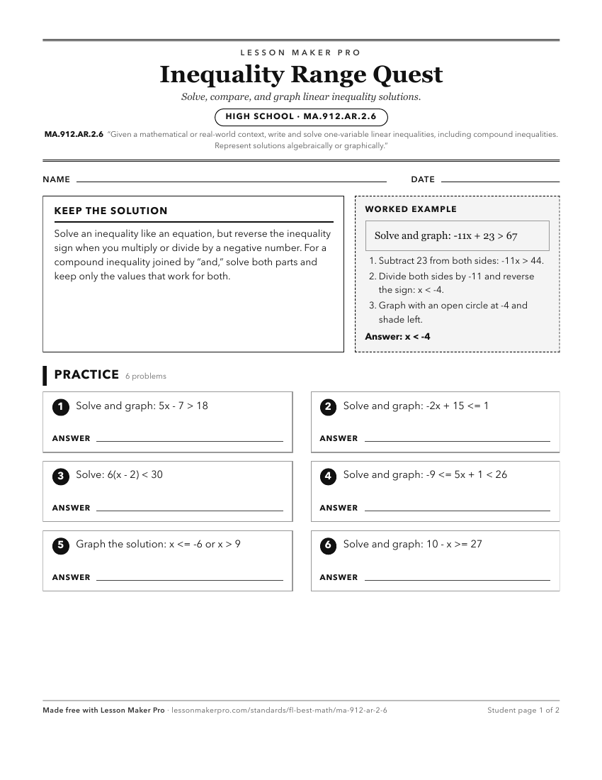 Preview of the MA.912.AR.2.6 printable worksheet