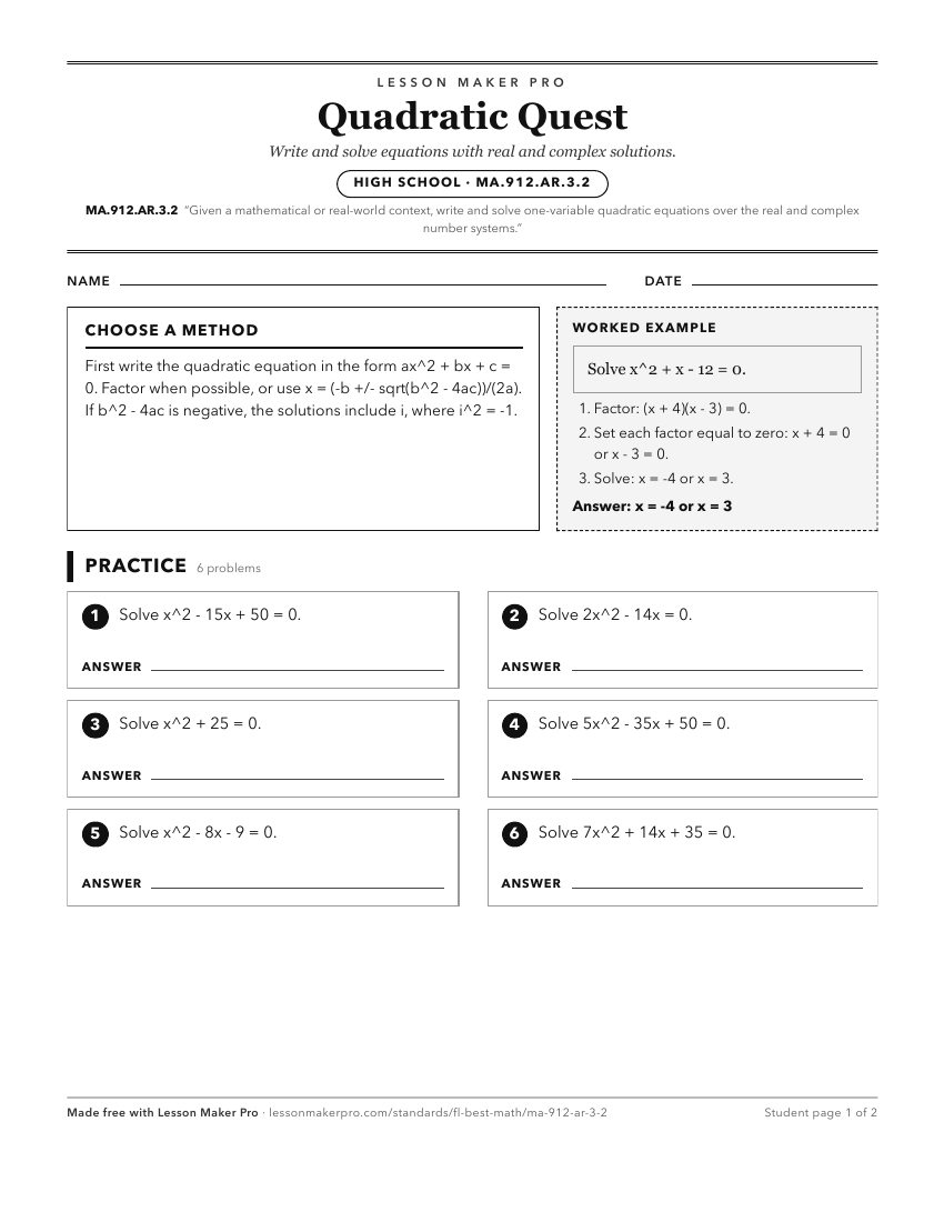 Preview of the MA.912.AR.3.2 printable worksheet