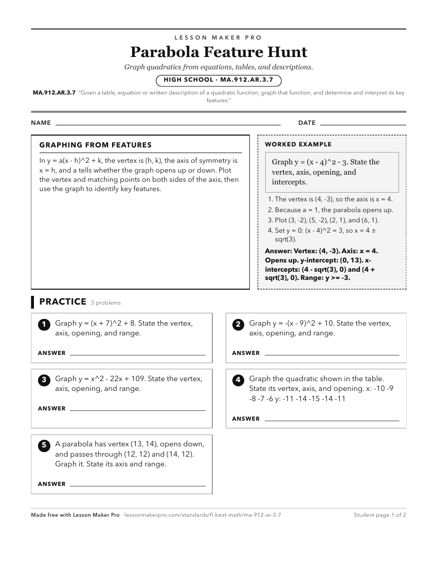 Preview of the MA.912.AR.3.7 printable worksheet