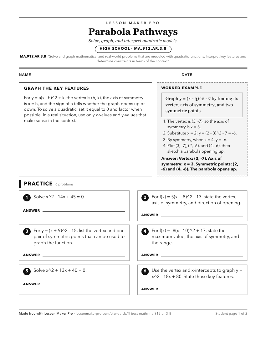 Preview of the MA.912.AR.3.8 printable worksheet
