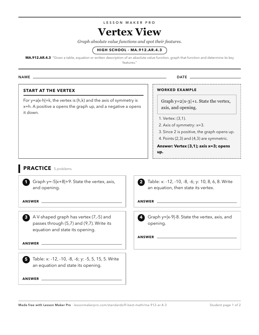 Preview of the MA.912.AR.4.3 printable worksheet