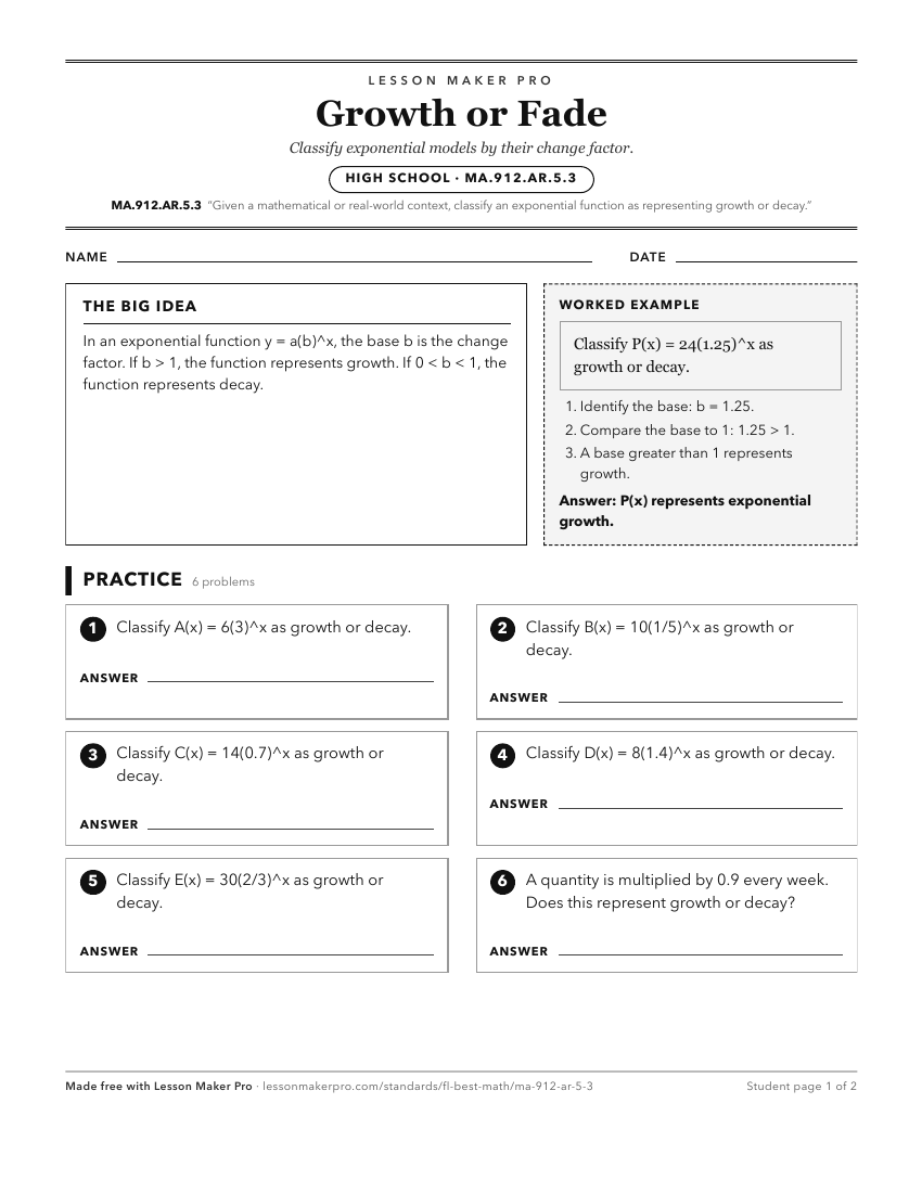 Preview of the MA.912.AR.5.3 printable worksheet