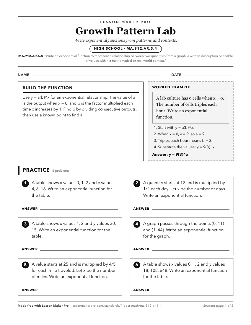 Preview of the MA.912.AR.5.4 printable worksheet