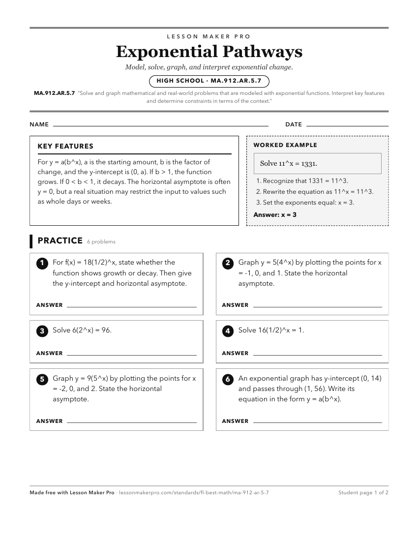 Preview of the MA.912.AR.5.7 printable worksheet