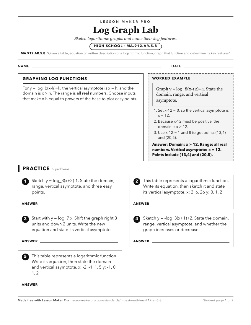 Preview of the MA.912.AR.5.8 printable worksheet