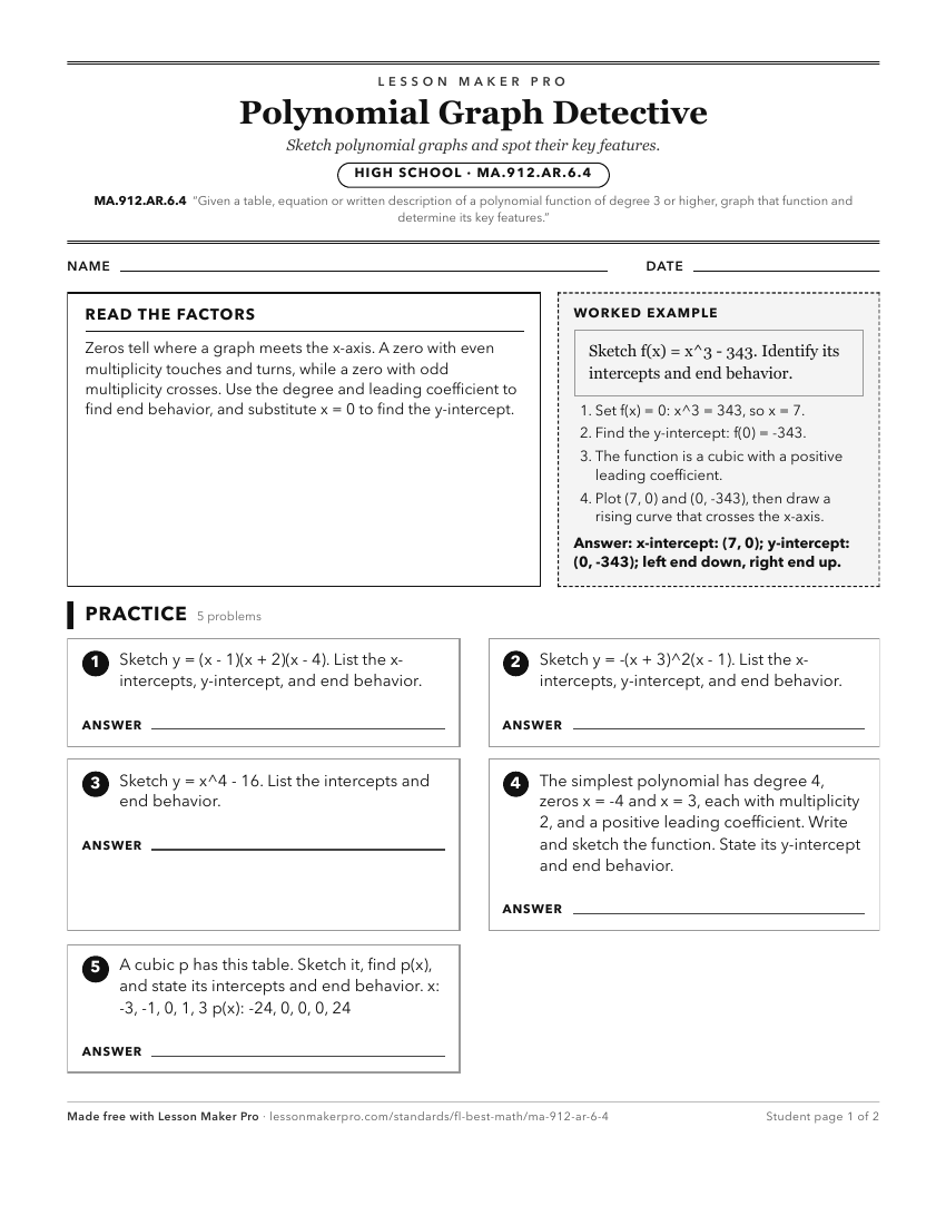 Preview of the MA.912.AR.6.4 printable worksheet