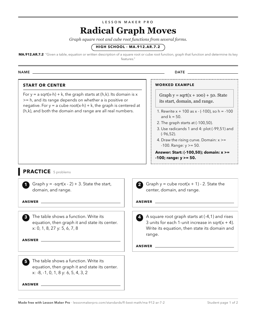 Preview of the MA.912.AR.7.2 printable worksheet
