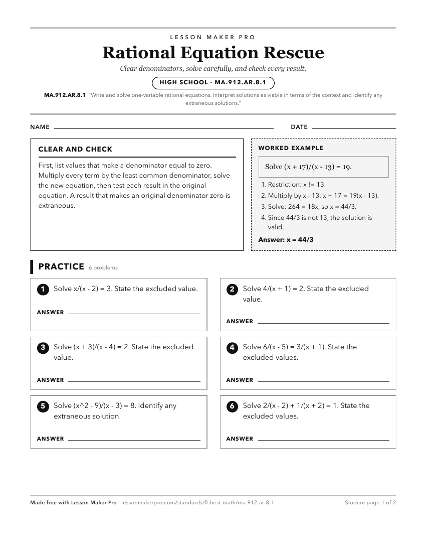 Preview of the MA.912.AR.8.1 printable worksheet