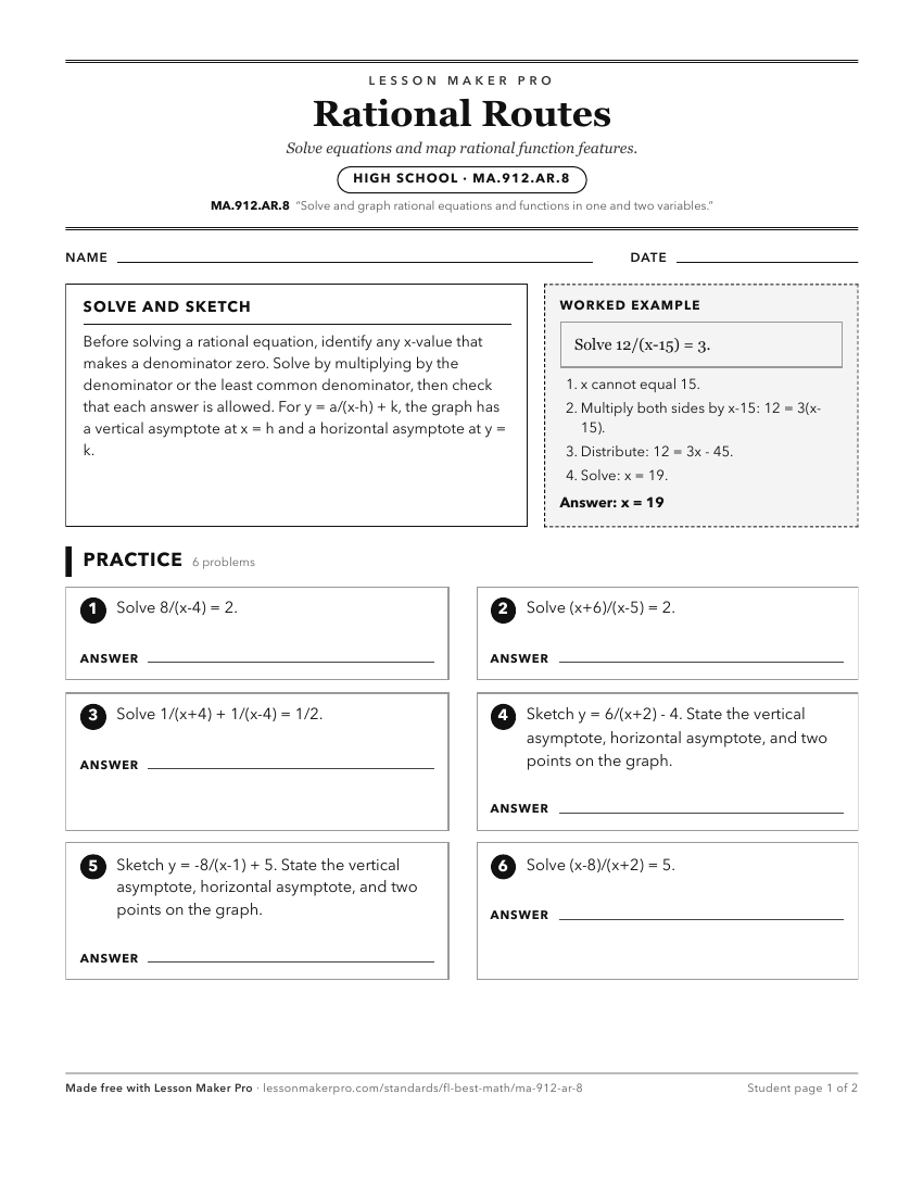 Preview of the MA.912.AR.8 printable worksheet