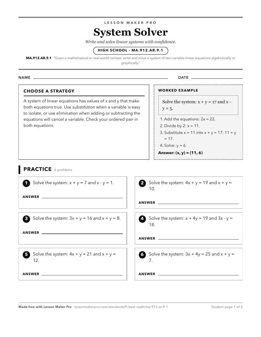 Preview of the MA.912.AR.9.1 printable worksheet