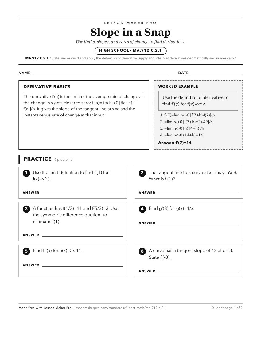 Preview of the MA.912.C.2.1 printable worksheet