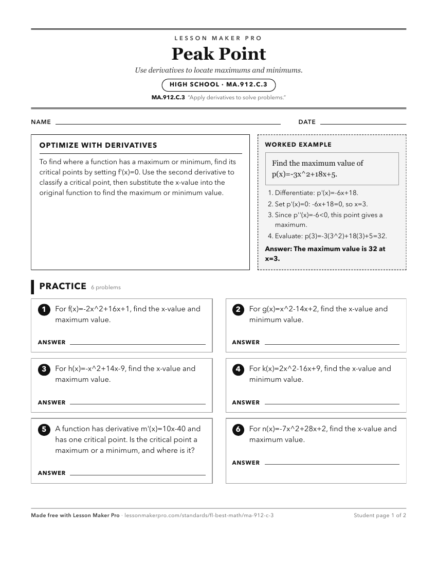 Preview of the MA.912.C.3 printable worksheet