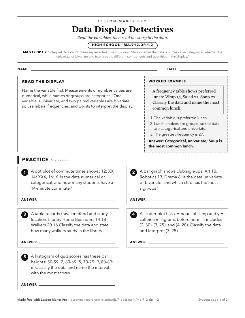 Preview of the MA.912.DP.1.2 printable worksheet