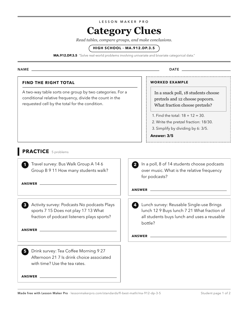 Preview of the MA.912.DP.3.5 printable worksheet