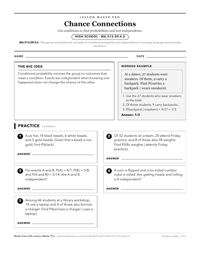 Preview of the MA.912.DP.4.6 printable worksheet