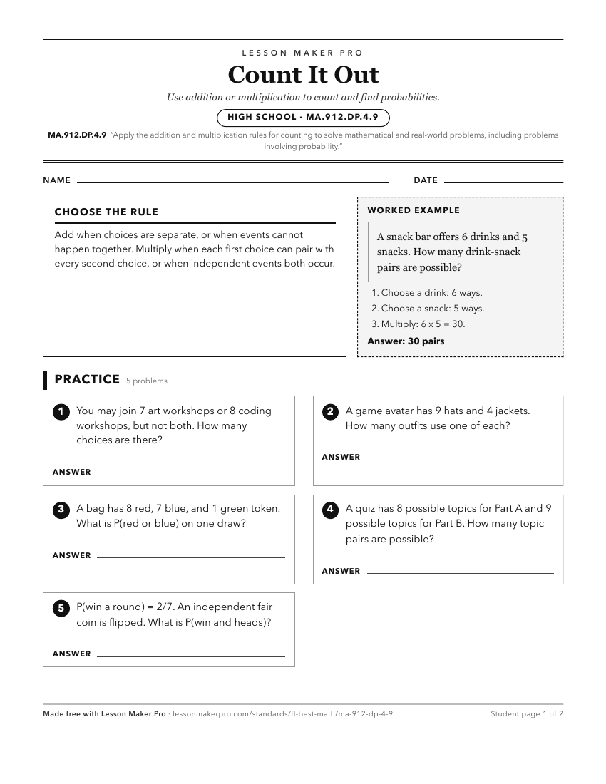 Preview of the MA.912.DP.4.9 printable worksheet