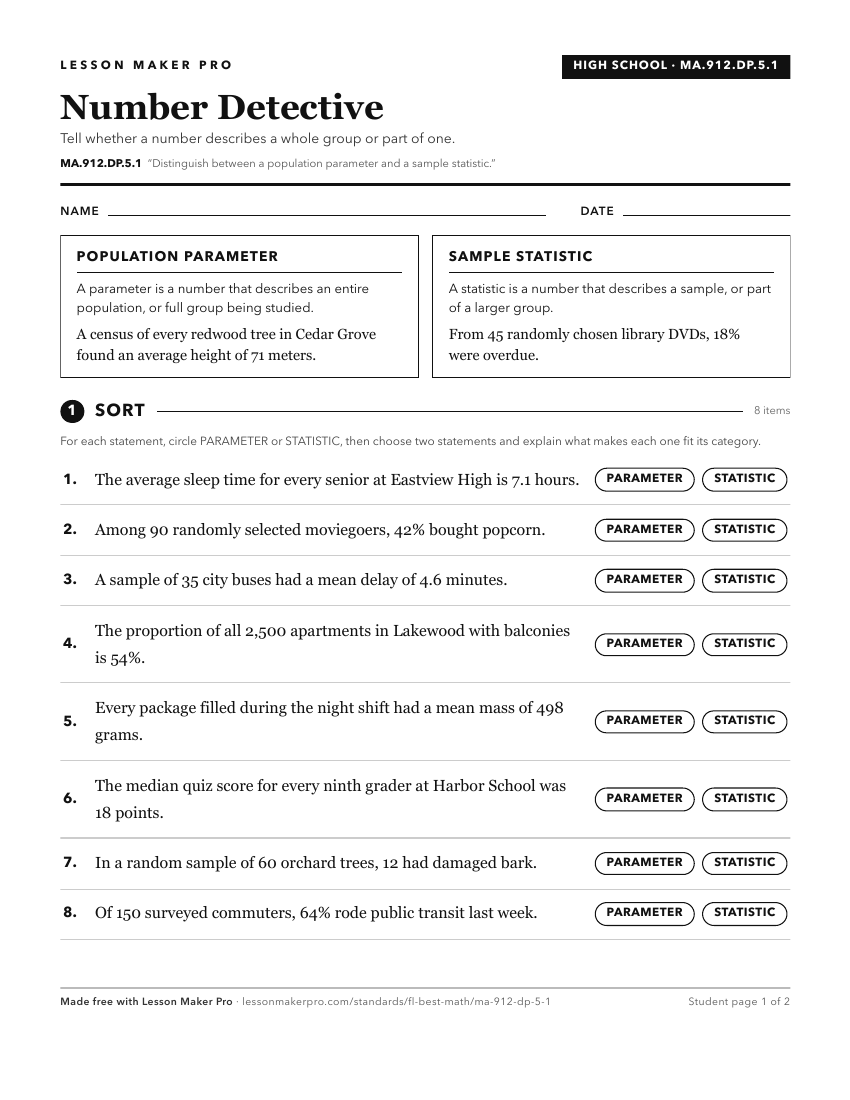 Preview of the MA.912.DP.5.1 printable worksheet
