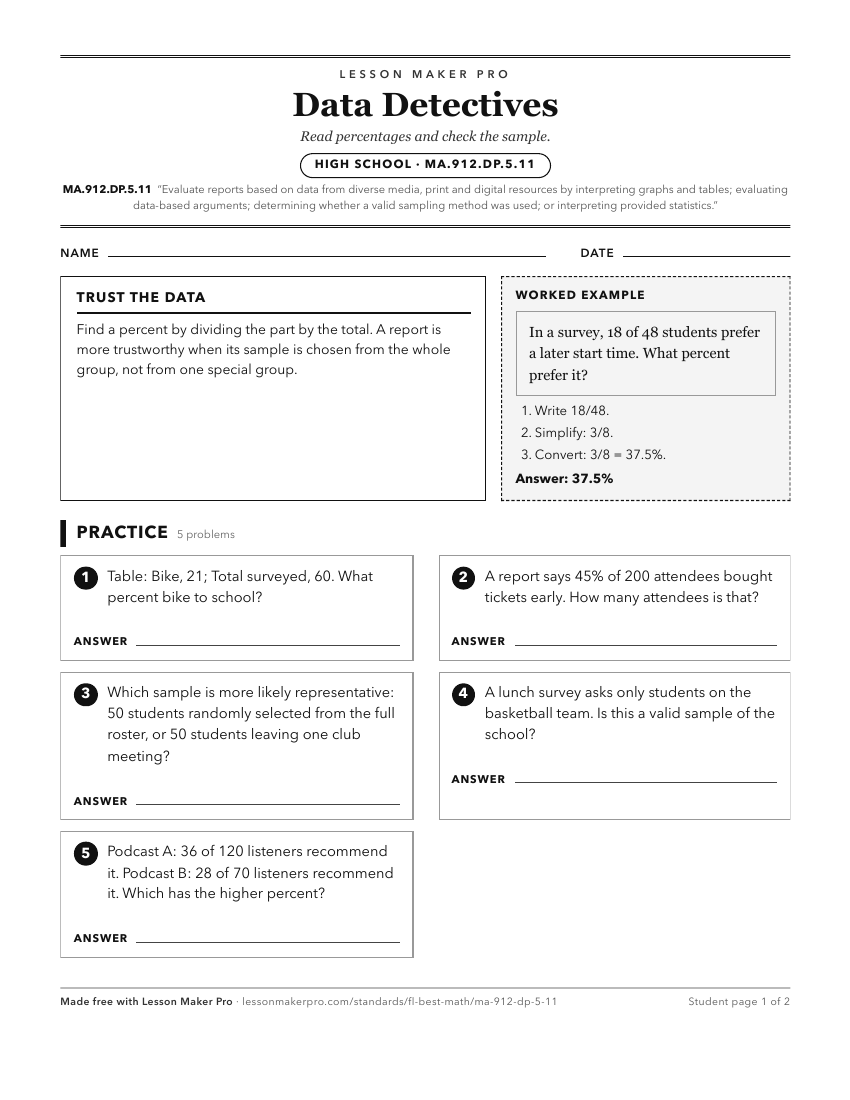 Preview of the MA.912.DP.5.11 printable worksheet