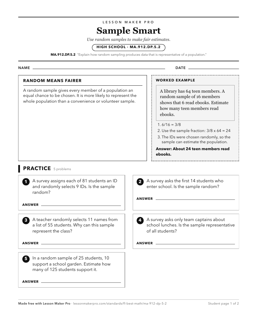Preview of the MA.912.DP.5.2 printable worksheet