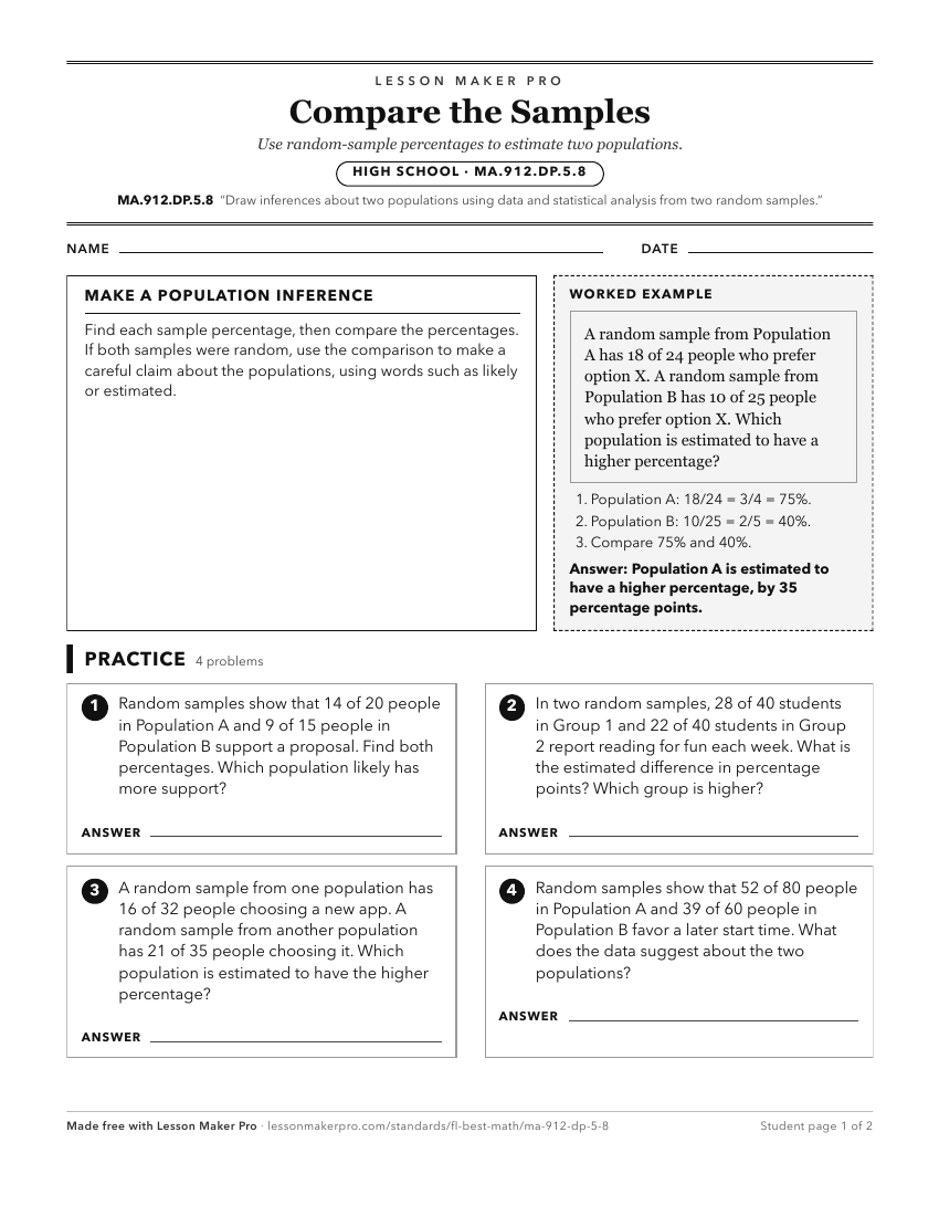 Preview of the MA.912.DP.5.8 printable worksheet