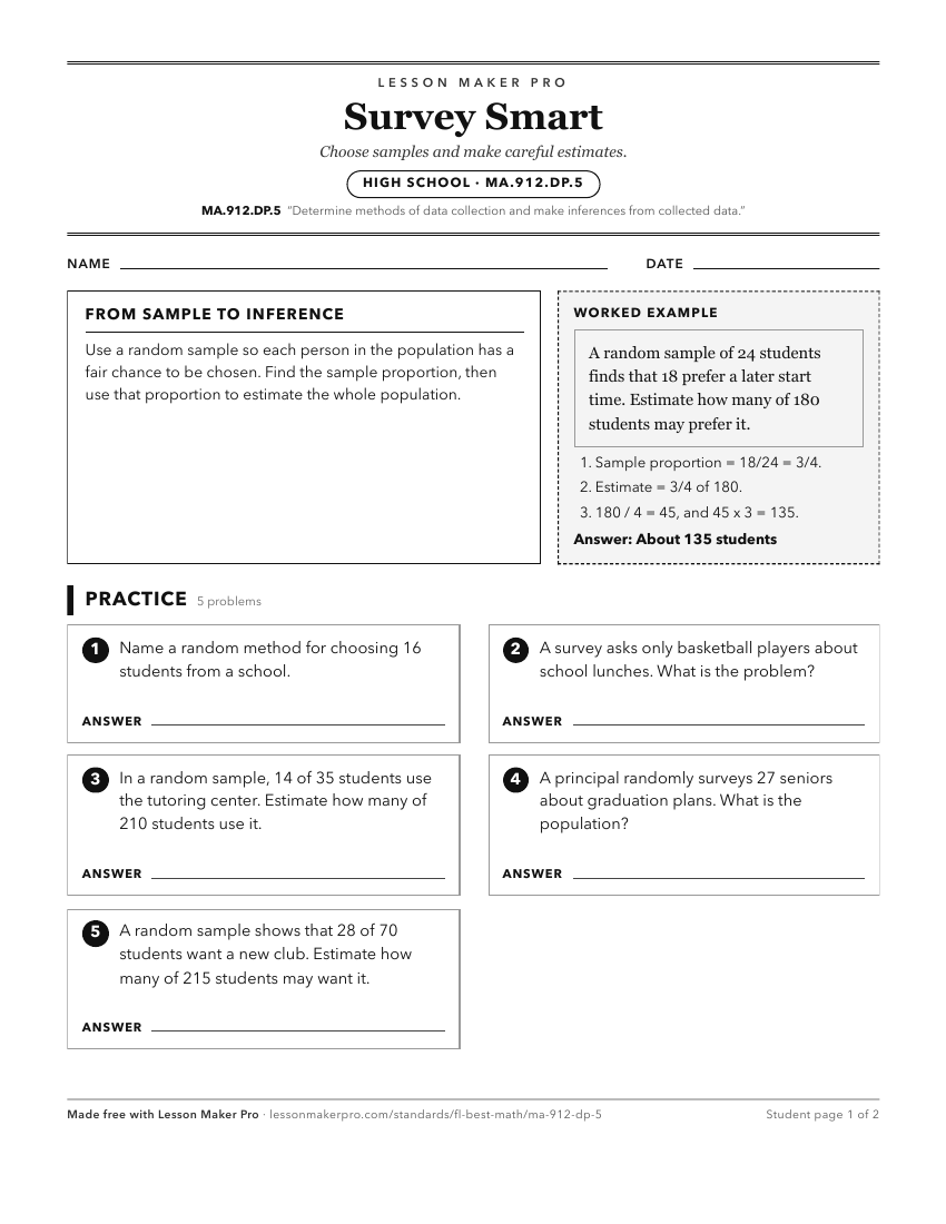 Preview of the MA.912.DP.5 printable worksheet