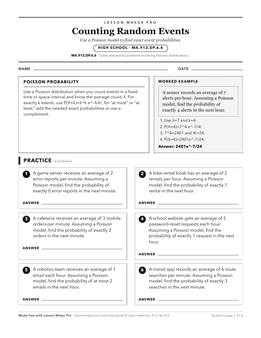 Preview of the MA.912.DP.6.6 printable worksheet