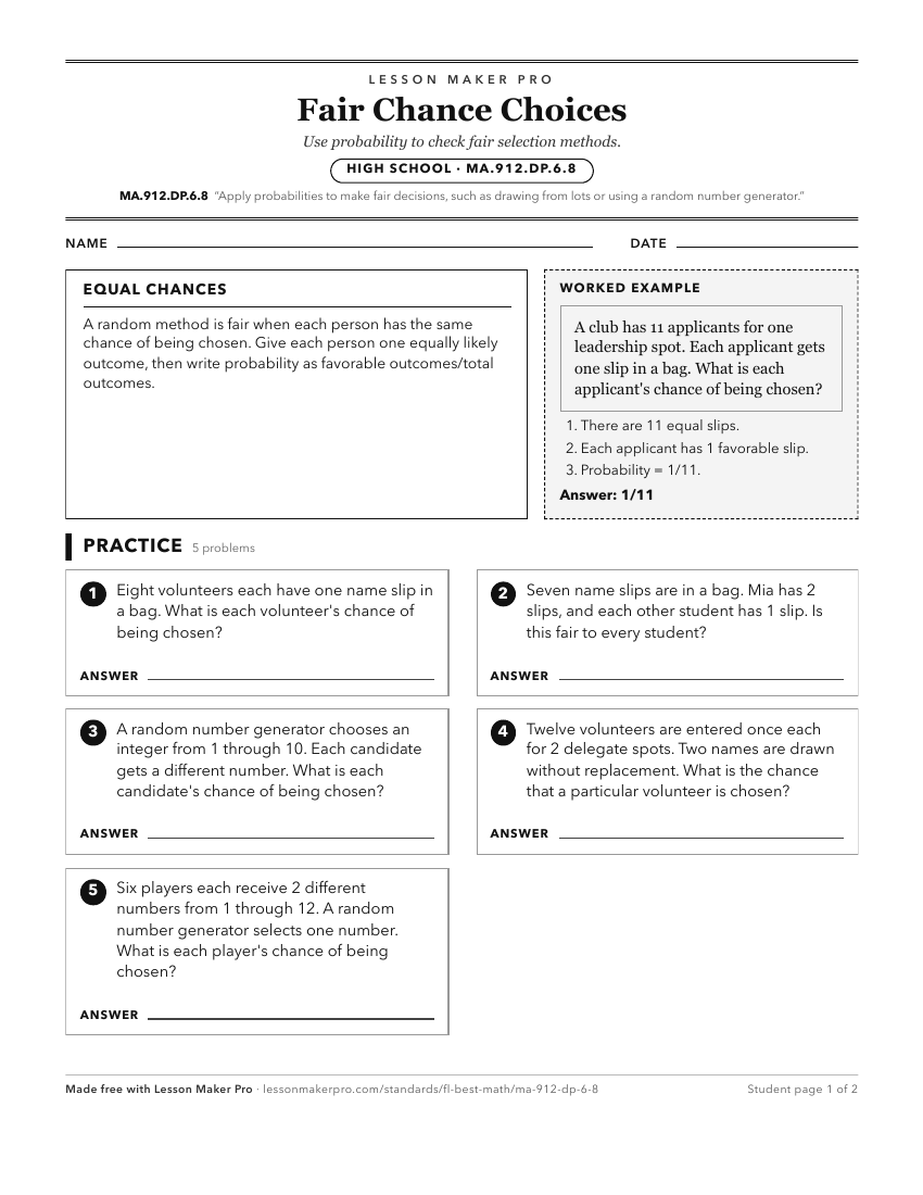 Preview of the MA.912.DP.6.8 printable worksheet