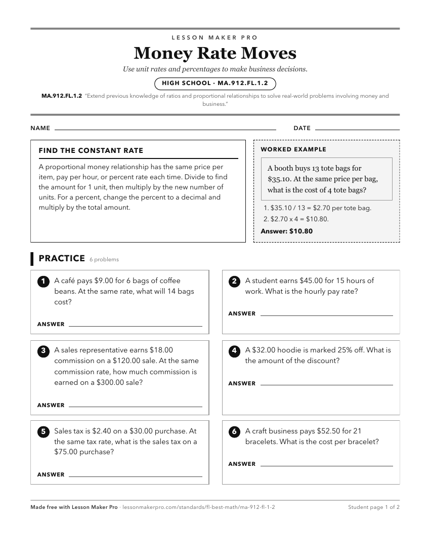 Preview of the MA.912.FL.1.2 printable worksheet