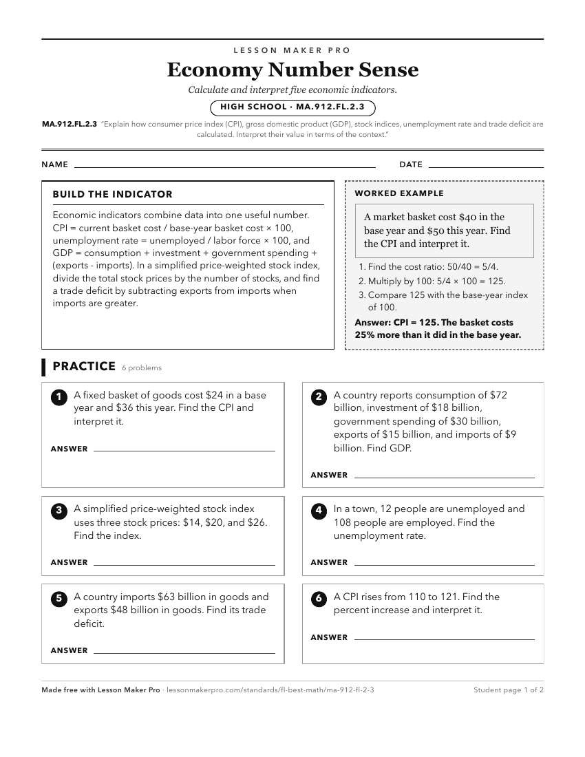 Preview of the MA.912.FL.2.3 printable worksheet
