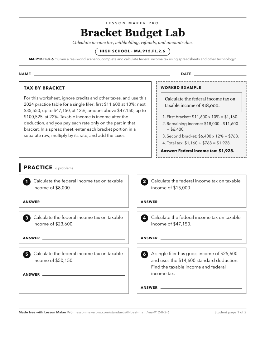 Preview of the MA.912.FL.2.6 printable worksheet