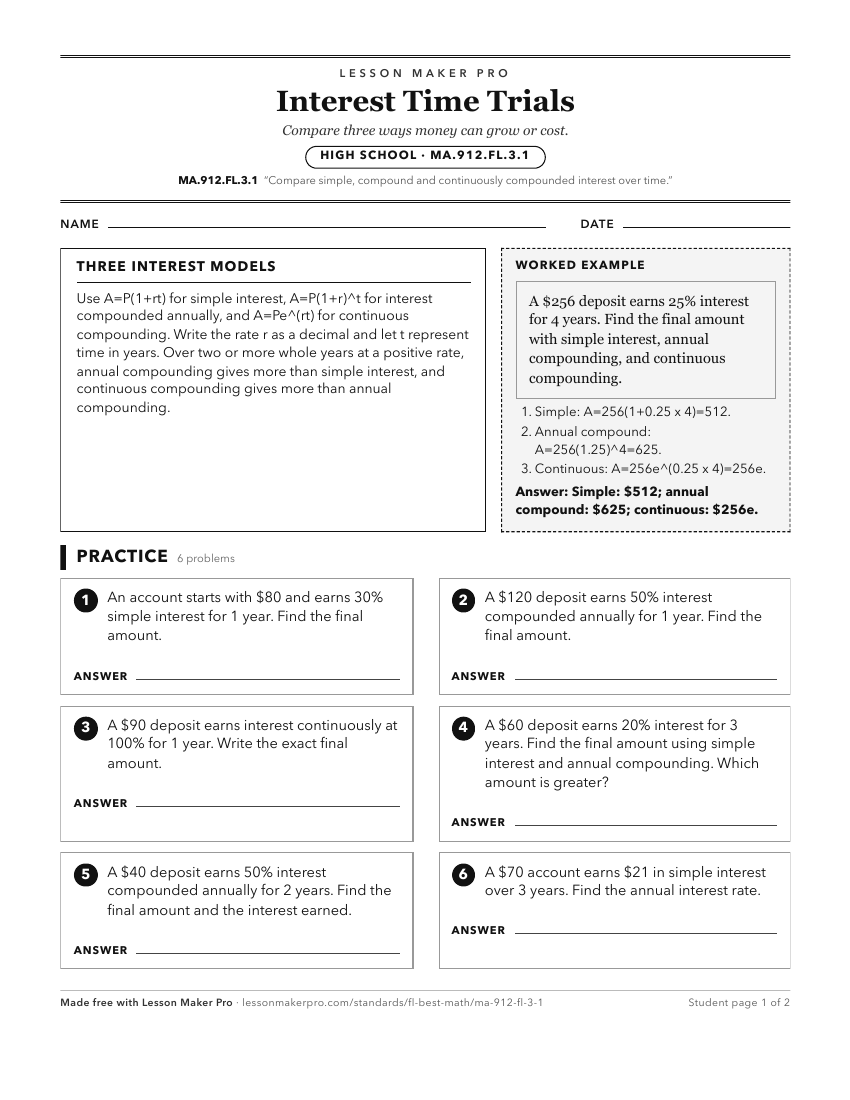 Preview of the MA.912.FL.3.1 printable worksheet