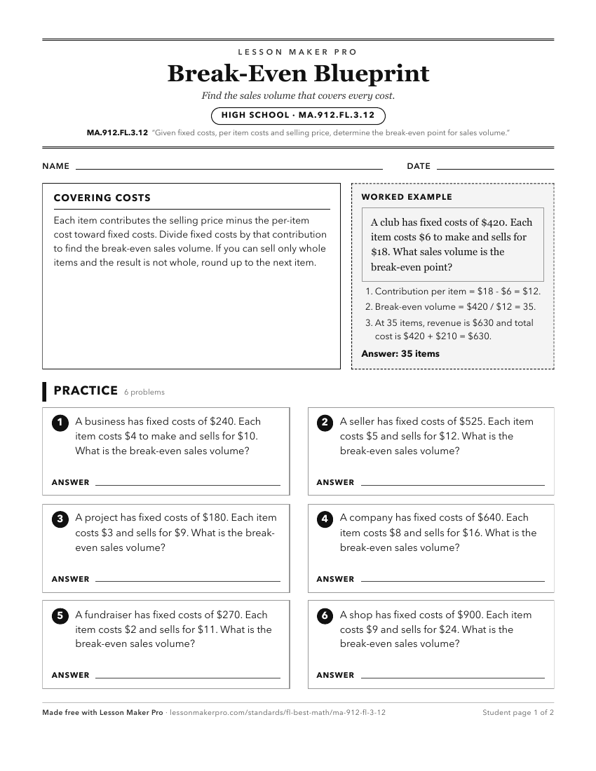 Preview of the MA.912.FL.3.12 printable worksheet