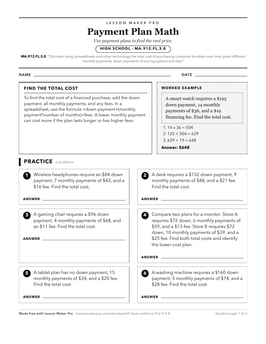 Preview of the MA.912.FL.3.8 printable worksheet