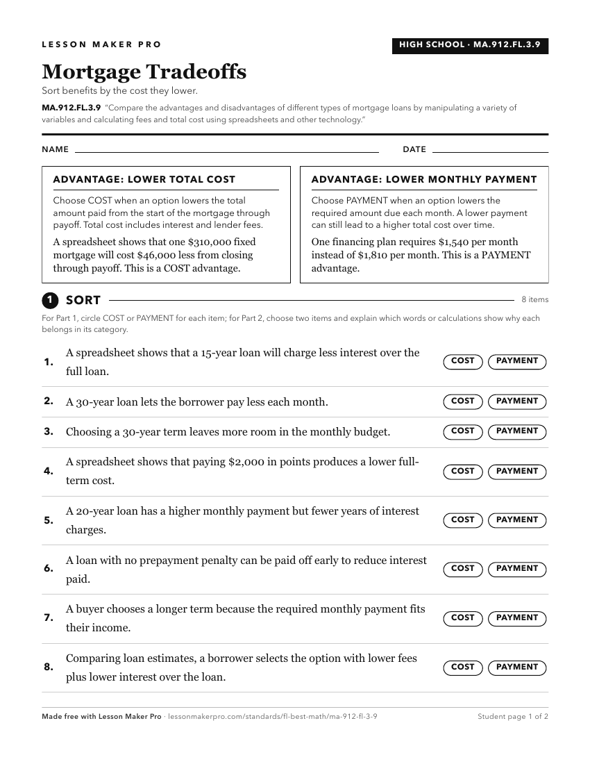 Preview of the MA.912.FL.3.9 printable worksheet