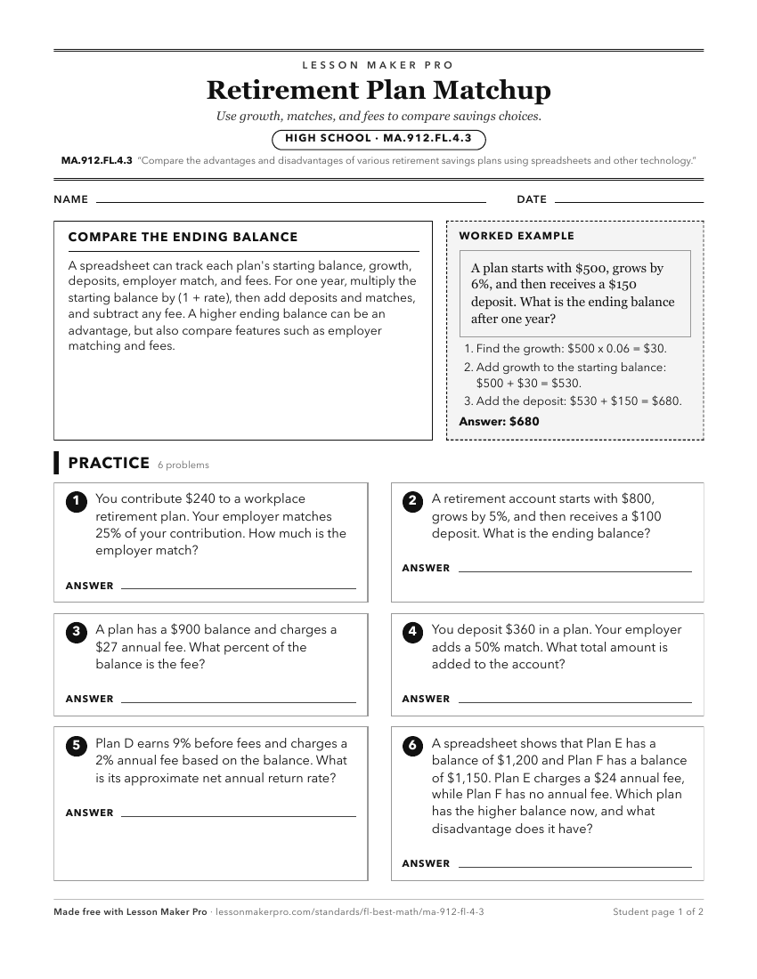 Preview of the MA.912.FL.4.3 printable worksheet