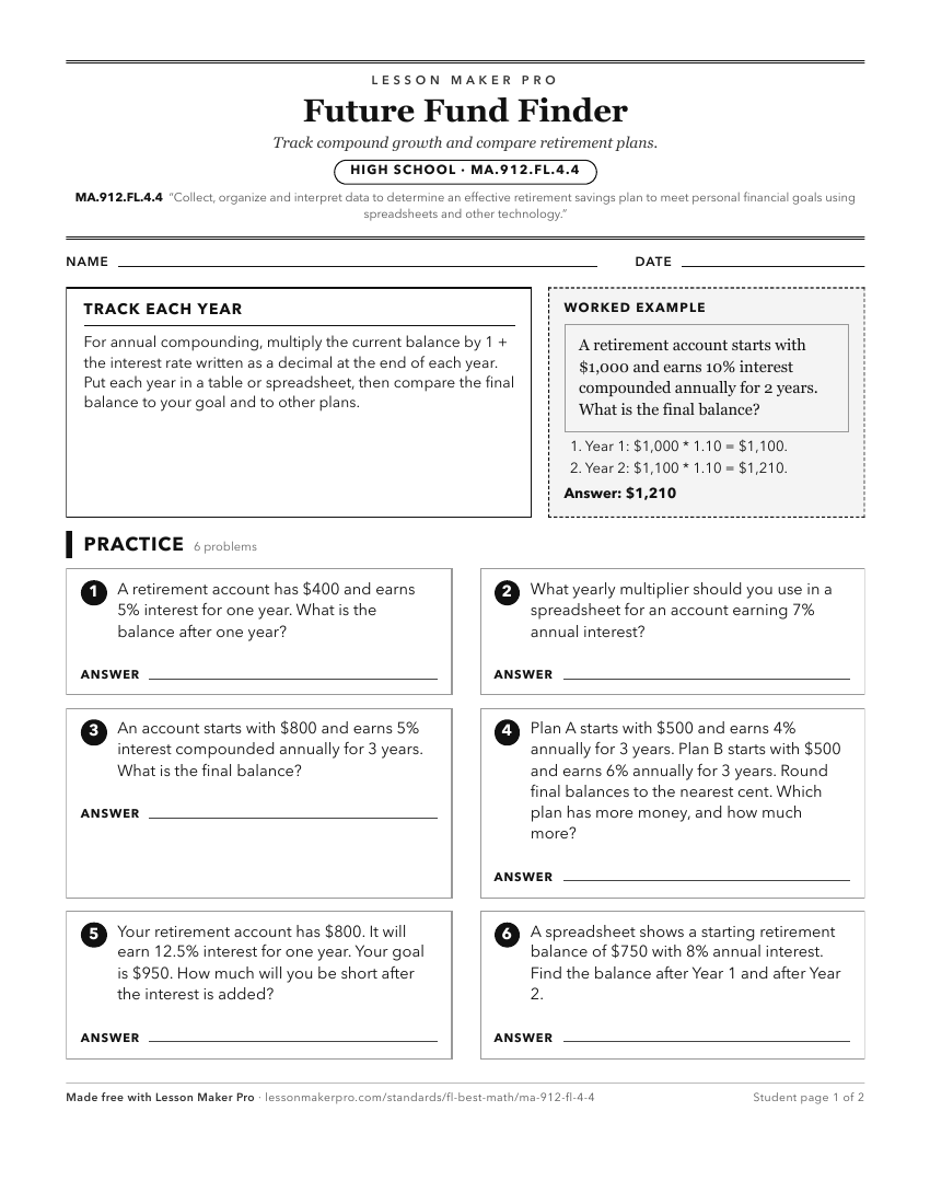 Preview of the MA.912.FL.4.4 printable worksheet