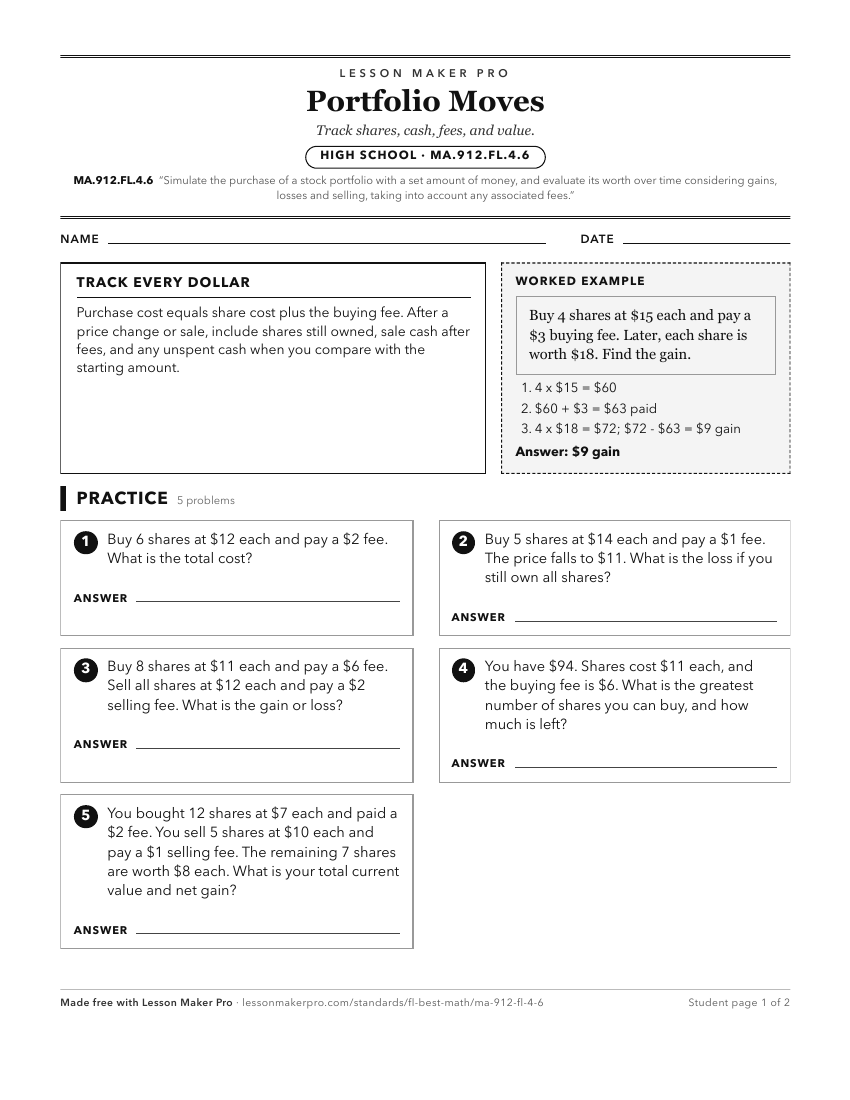 Preview of the MA.912.FL.4.6 printable worksheet
