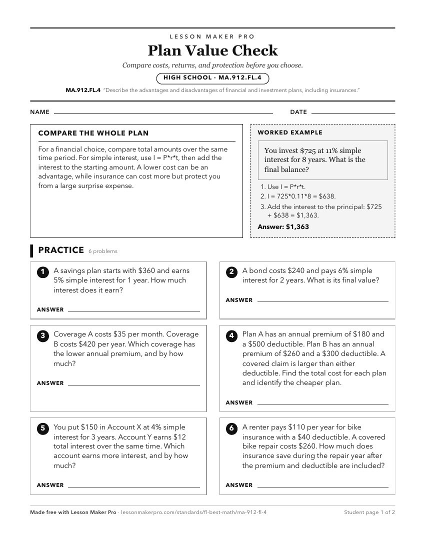 Preview of the MA.912.FL.4 printable worksheet