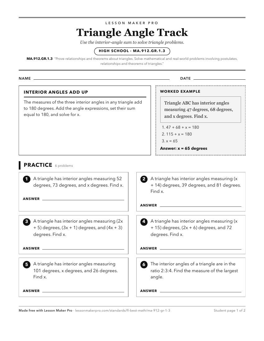 Preview of the MA.912.GR.1.3 printable worksheet
