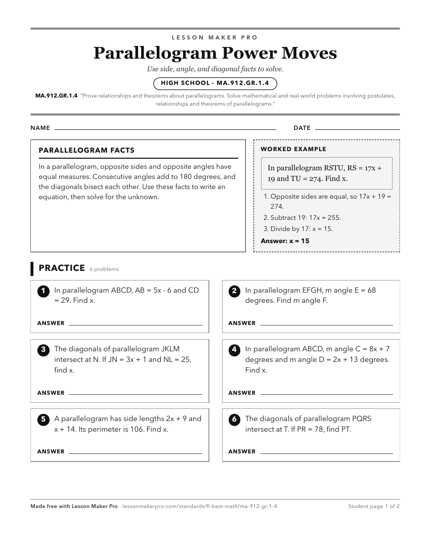 Preview of the MA.912.GR.1.4 printable worksheet