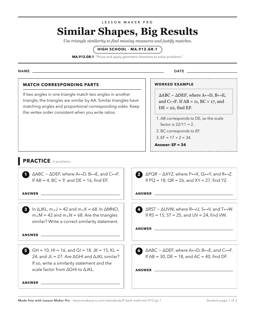 Preview of the MA.912.GR.1 printable worksheet