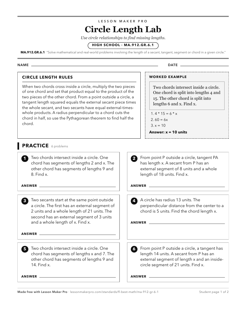 Preview of the MA.912.GR.6.1 printable worksheet
