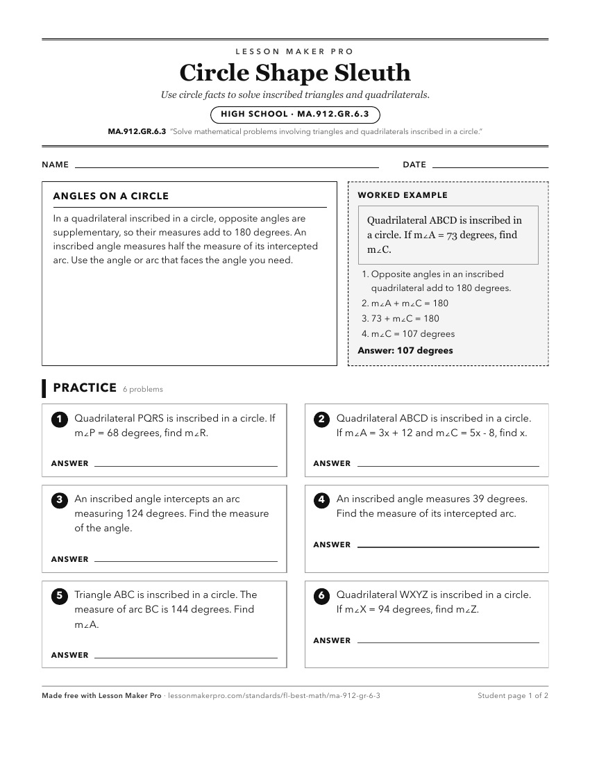 Preview of the MA.912.GR.6.3 printable worksheet