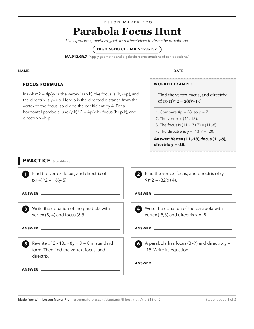 Preview of the MA.912.GR.7 printable worksheet