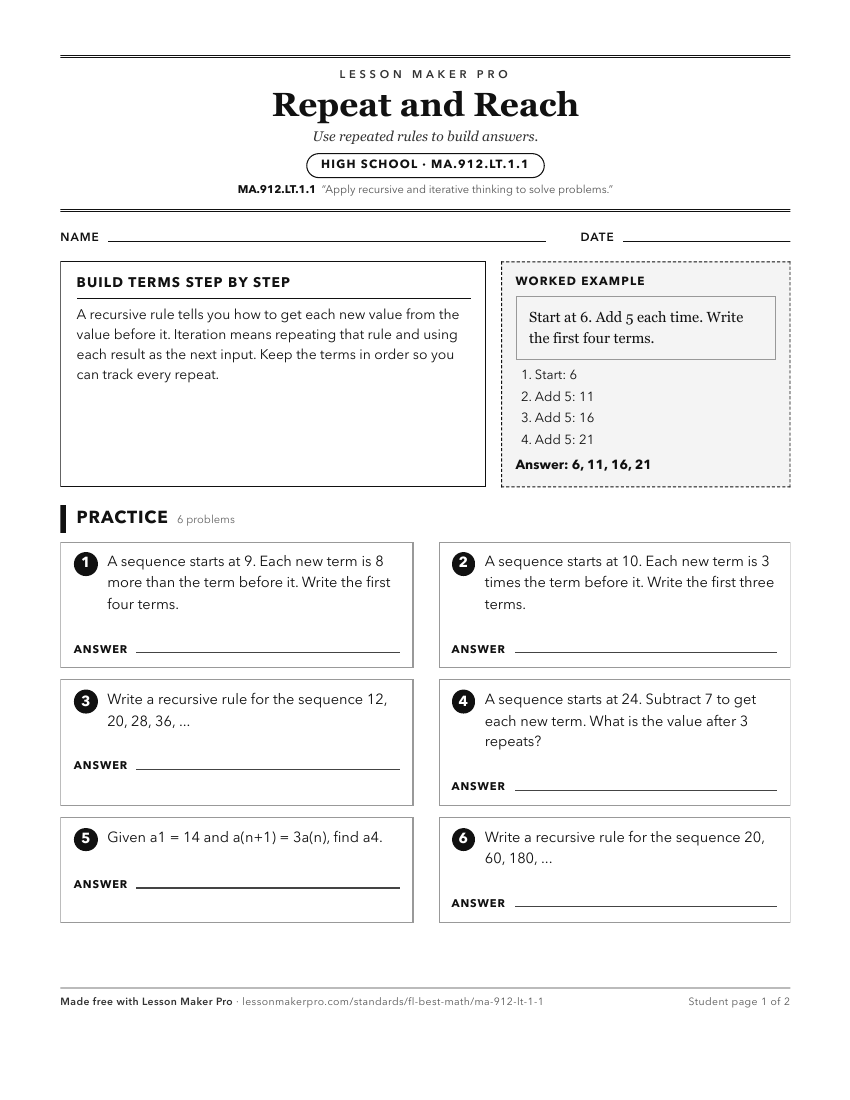 Preview of the MA.912.LT.1.1 printable worksheet